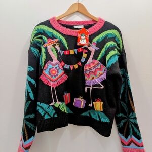 Festive Flamingo Sweater with Vibrant Accents